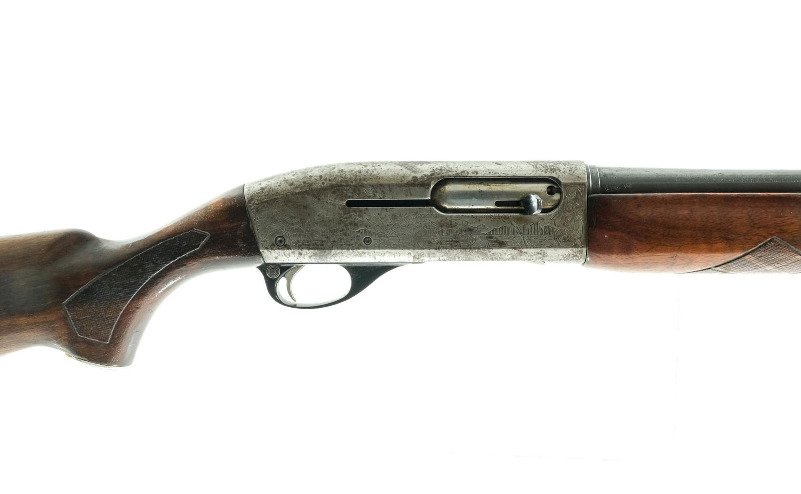 Remington Sportsman 58 20Ga Semi Auto Shotgun: Description Remington Sportsman 58 in 20 gauge with a two round capacity and a 28" barrel with a MOD fixed choke. Black serrated composite butt plate. Checkered wood stock and front foregrip. Black fi