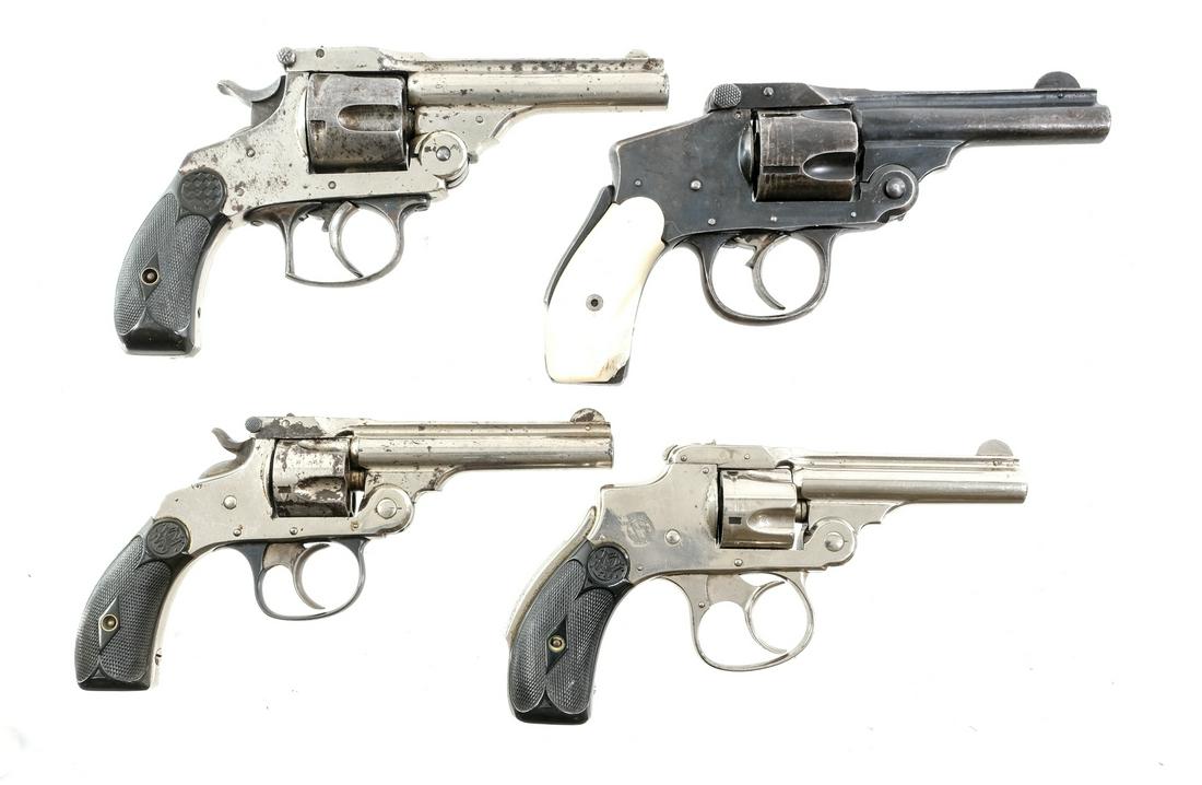 Estate Revolver Lot 38 S&W 32 ACP 4 Pcs: Description Four assorted Top Break Revolvers. The first is a Smith & Wesson Top Break in .38 S&W with a five round cylinder capacity and a 3.5" barrel. The second is a S&W Top Break in .32 ACP with a