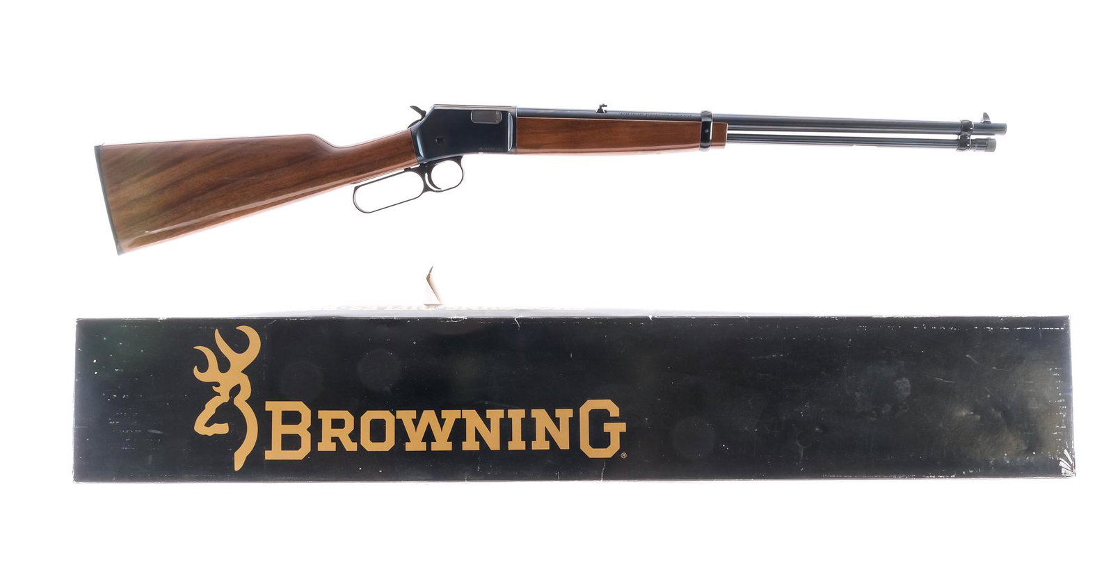 Browning BL22 .22 Cal Lever Action Rifle: Description Browning BL-22 in .22 Short, Long and Long Rifle with a varied capacity and a 20" barrel. Textured composite butt plate. Smooth wood stock and front forend. Blued hand lever, serrated hamm