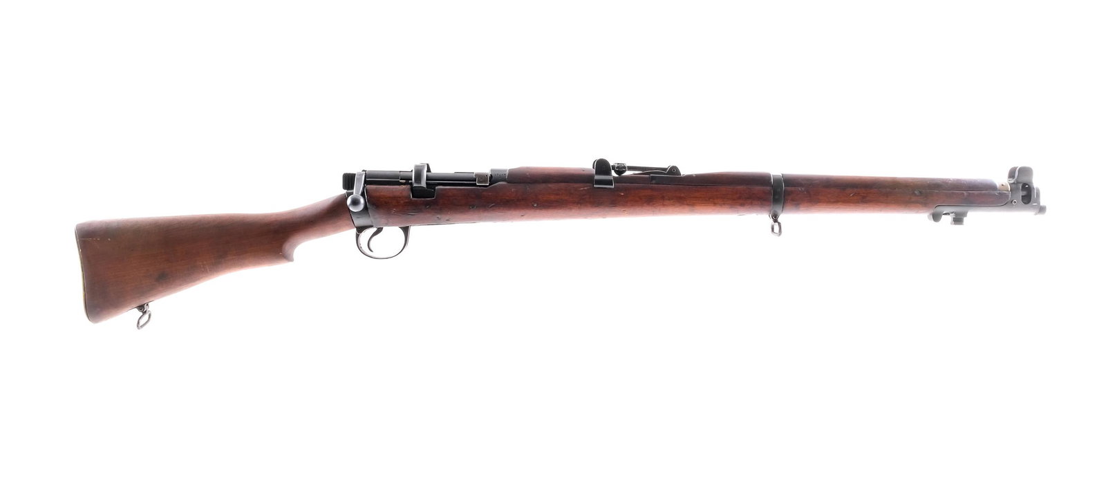 Lee Enfield No 1 RFI .410 Ga Single Shot Shotgun: Description British Lee Enfield No 1 R.F.I. G.R.I. in .410 Gauge with a single round capacity and a 25" barrel. Made in 1942 then re-barreled to .410 in 1949. Brass butt plate with cleaning kit door f