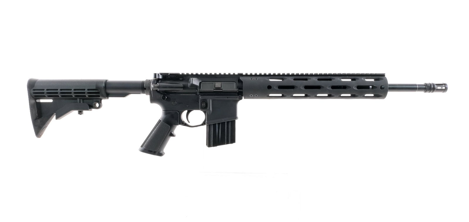 Alex Pro/ Radical AR-15 5.56 Semi Auto Rifle: Description AR-15 chambered in 5.56 with a Alex Pro Firearms lower receiver and an Radical Firearms FGS upper receiver. Upper receiver features a 16" 1/7 twist Socom profile barrel with a A2 style bir