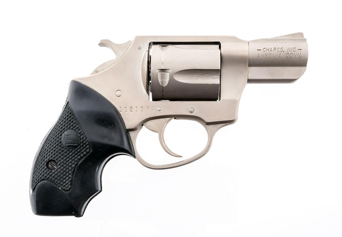 Charter Arms Off Duty .38 Spl Revolver: Description Charter Arms Off Duty chambered in .38 special with a five round capacity and a 2" barrel. Black checkered rubber grips. Nickel finished frame, cylinder, barrel, smooth trigger, and serrat