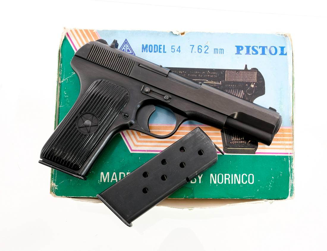 Norinco Tokarev 54 7.62x25 Semi Auto Pistol: UPDATE: Made in 1966 and is a C&R transferable pistol. Description Norinco Model 54 chambered in 7.62x25 Tokarev with two, eight round removable magazines and a 4.5" barrel. Made in China by Norinco a