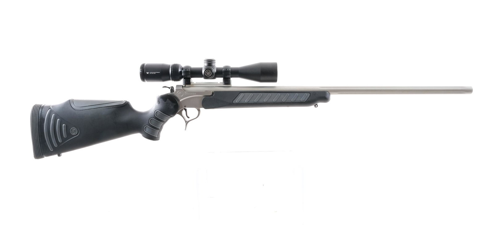 Thompson Encore Pro Hunter .22-250 Rem Rifle: Description Thompson Center Arms Encore Pro Hunter in .22-250 Remington with a single round capacity and a 26" fluted barrel. Limbsaver rubber recoil pad. Black and grey composite with rubber inlayed 