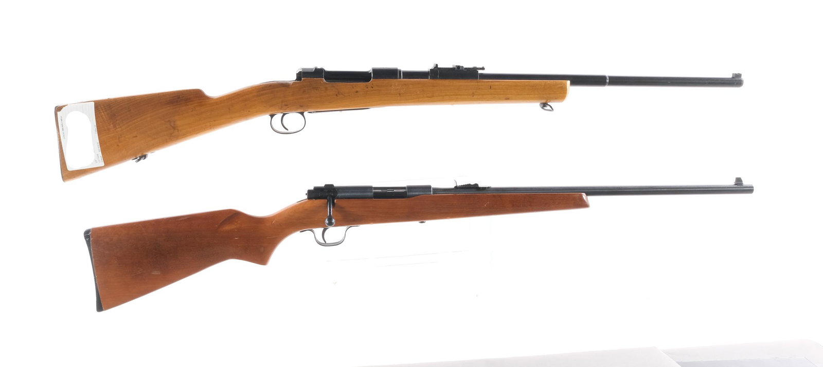 Sears / Spanish Mauser 2 Pcs Lot Rifles: Description This lot is for two rifles. Oviedo marked Spanish Mauser Model 1893 in 7x57mm with a five round capacity and a 22" barrel. Smooth wood stock and front foregrip. Black finished trigger guar