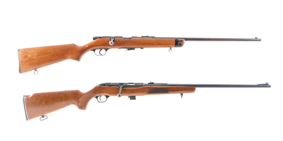Stevens / Mossberg .22 Lot 2 Pcs Bolt Rifles: Description This lot is for two bolt action rifles. The first is a Stevens Model 84D in .22 Short, Long or Long Rifle with one, five round removable magazine and a 24" barrel. Wood stock, blued receiv