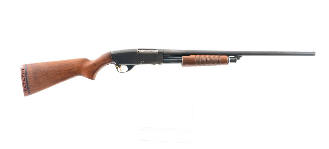 Stevens 77 F 16Ga Pump Shotgun: Description Stevens Model 77F in 16 gauge 2 3/4" with a four round capacity and a 23.5" IMP CYL fixed choke barrel. Rubber butt pad. Smooth wood stock and serrated front foregrip. Black trigger guard.