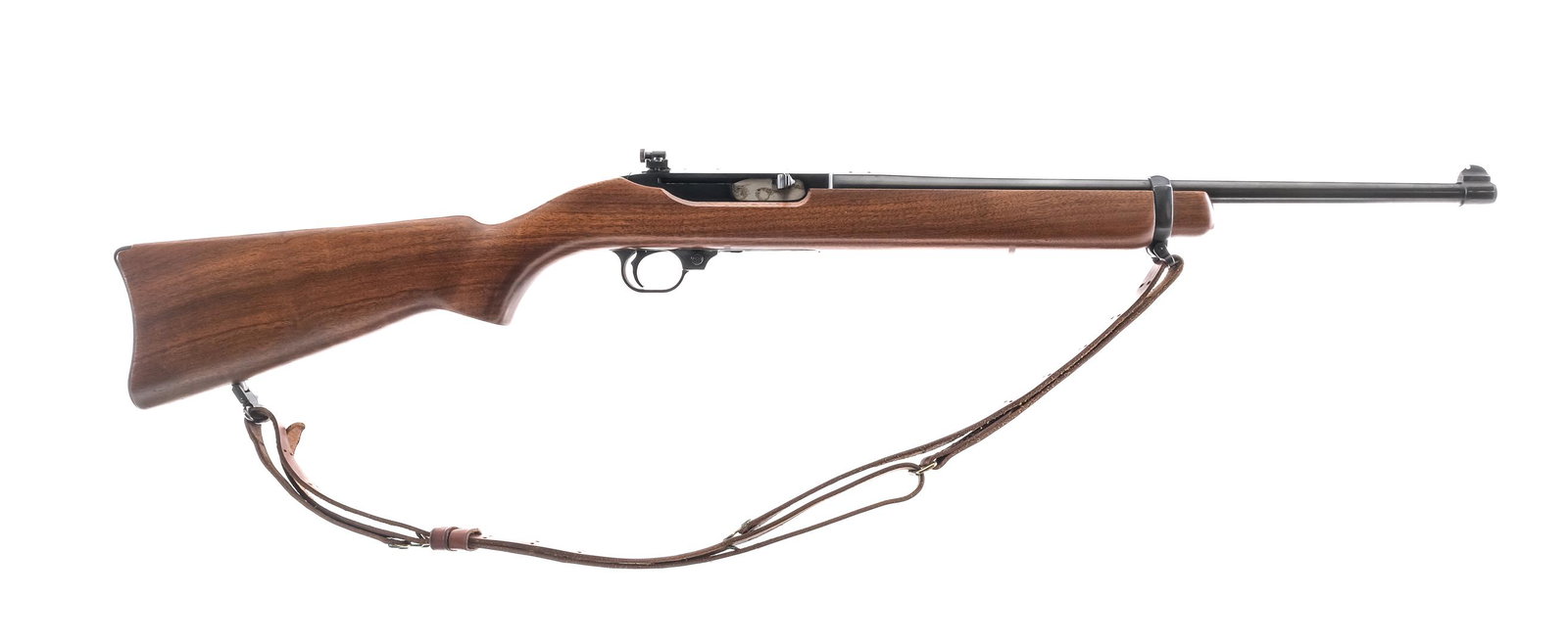 Ruger 44 Carbine .44 Mag Semi Auto Rifle: UPDATE: Does not take magazine, has four round internal. Description Ruger 44 Carbine chambered in .44 magnum with a 18.5" barrel. Blued barrel, receiver and charging handle. Smooth wood stock with me