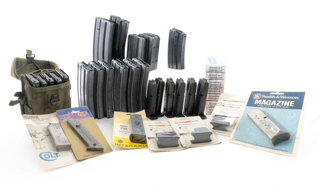Miscellaneous Estate Magazine Lot: Description This lot is for an assortment of magazines for both long guns and handguns. There are eleven AR-15 magazines of varying manufacturer and capacity. There are twelve, thirty round M1 Carbine
