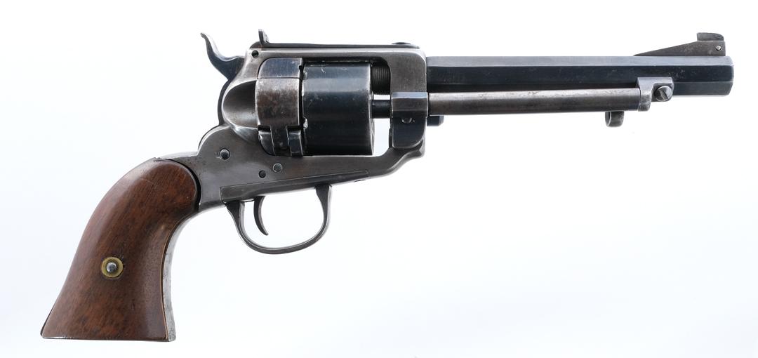 Whitney Navy .22 Rimfire Conversion SAA Revolver: Description Eli Whitney rimfire conversion single action revolver chambered in .22. This revolver appears to have been a circa 1860 Navy which was originally chambered in .38 rimfire and subsequently 