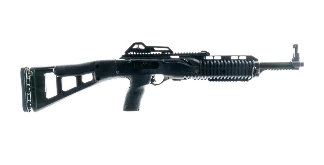 Hi Point 995 9mm Semi Auto Rifle: Description Hi Point Model 995 in 9mm with one, ten round removable magazine and a 16.5" barrel. Serrated composite butt plate. Composite stock, pistol grip, untextured trigger, serrated front forend.