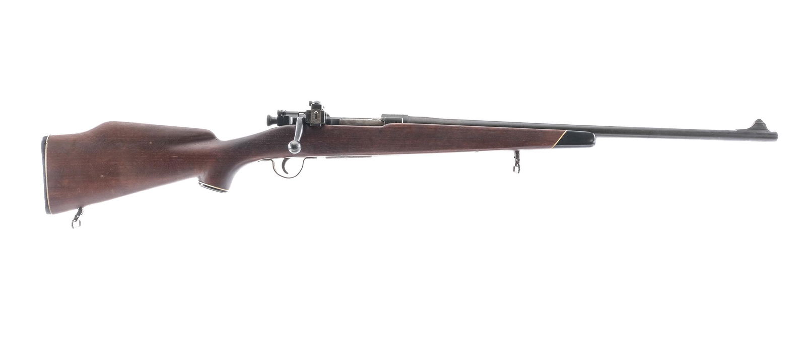 US Springfield 1903 Mark I .30-06 Bolt Rifle: Description U.S. Springfield 1903 Mark I "Sporterized" in .30-06 Springfield with a five round capacity and a 22" barrel. Cutout in the receiver to accept the Pederson Device. Serrated composite butt