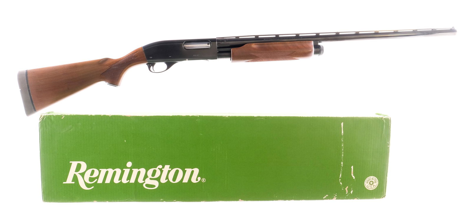 Remington 870 Wingmaster 12Ga Mag Pump Shotgun: Description Remington 870 Wingmaster in 12 gauge Magnum 2 3/4"-3" with a five round capacity and a 28" FULL removable choke top rib vented barrel. Rubber butt pad. Checkered wood stock and front foreg