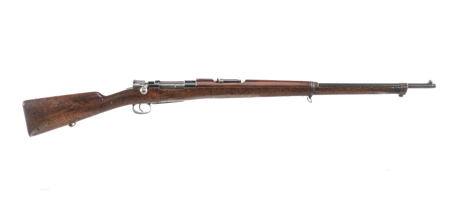 DWM 1895 Chilean Mauser 7mm Bolt Action Rifle: Description DWM 1895 Chilean Mauser chambered in 7x57mm Mauser with a 29" barrel. The barrel is import marked "C.A.I. GEORGIA VI" and "M95 7MM GERMANY". Blued barrel, receiver and trigger. Unfinished 