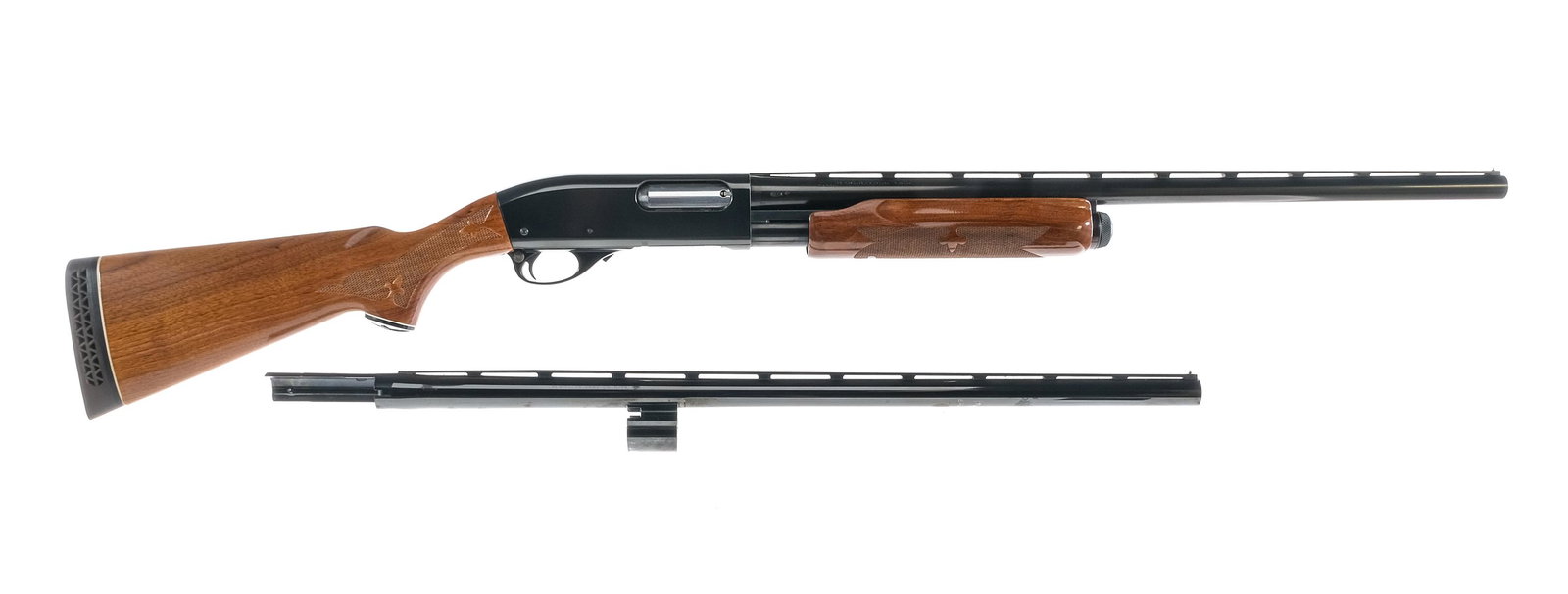 Remington 870 Wingmaster 12Ga Pump Action Shotgun: Description Remington 870 Wingmaster in 12 gauge 2 3/4" with a four round capacity and a 25.5" top rib vented barrel with a IMP CYL fixed choke. Rubber butt pad. Checkered wood stock and front foregri