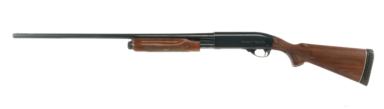 Remington 870 Wingmaster 16Ga Pump Action Shotgun: Description Remington 870 Wingmaster chambered in 16 gauge for 2 3/4" shells or shorter with a 24" barrel with a fixed modified choke. Blued barrel, magazine tube, receiver, and trigger. Checkered woo