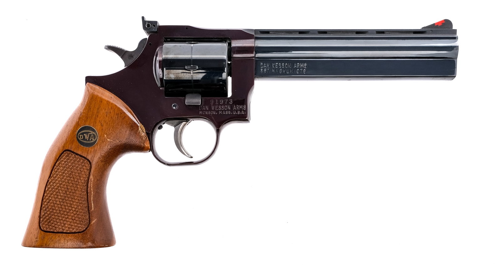 Unique Dan Wesson 15 .357 Mag Revolver: Description Wildey-owned and potentially experimental or custom Dan Wesson Arms Model 15 in .357 Magnum with a six round capacity and a 6" vent ribbed, square underlug barrel. DWA checkered wood grip.