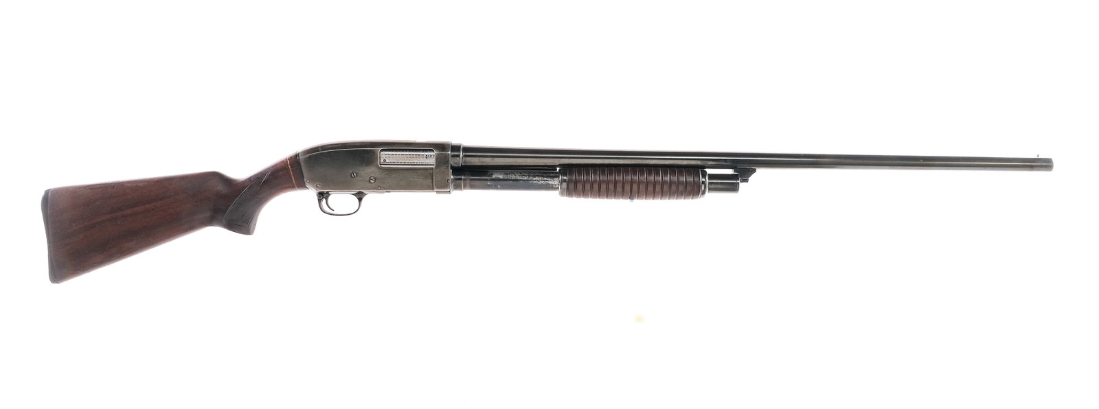 Stevens 620 12Ga Pump Action Shotgun: Description Stevens Model 620 pump action shotgun chambered in 12 gauge 2¾" chamber with a 29" barrel and four round capacity tube magazine. Features checkered hardwood stock, ribbed foregrip, and co
