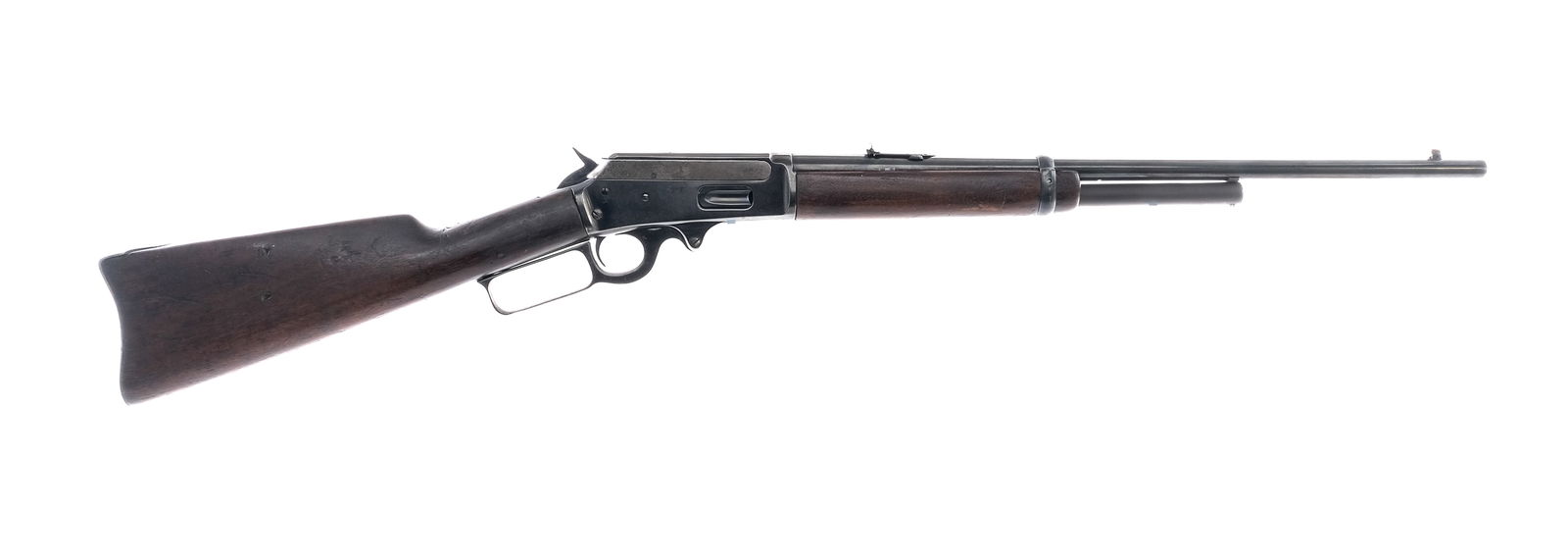 Marlin 93 .30-30 Winchester Lever Action Rifle: Description Marlin 93 chambered in .30-30 Winchester with a parkerized replacement half magazine tube and a 20" barrel. Re-blued barrel, receiver, hammer, trigger, and square lever. Smooth wood forend