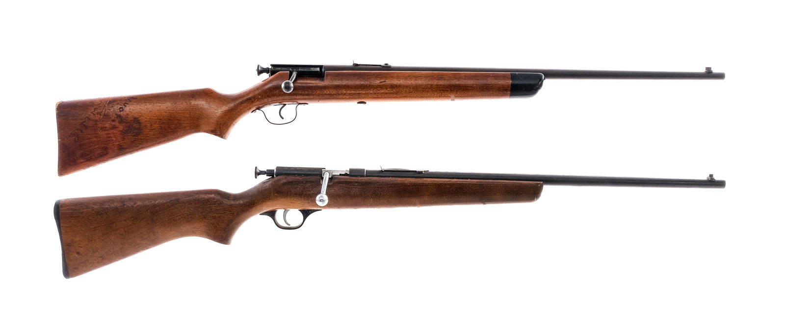 Estate Rifles .22 2 Pcs Lot Rifles: Description This lot is for two Estate found .22 caliber rifles. J.C. Higgins/Sears & Roebuck Model 103.18 in .22 Short, Long or Long Rifle with single round capacity and a 22" barrel. Smooth wood sto