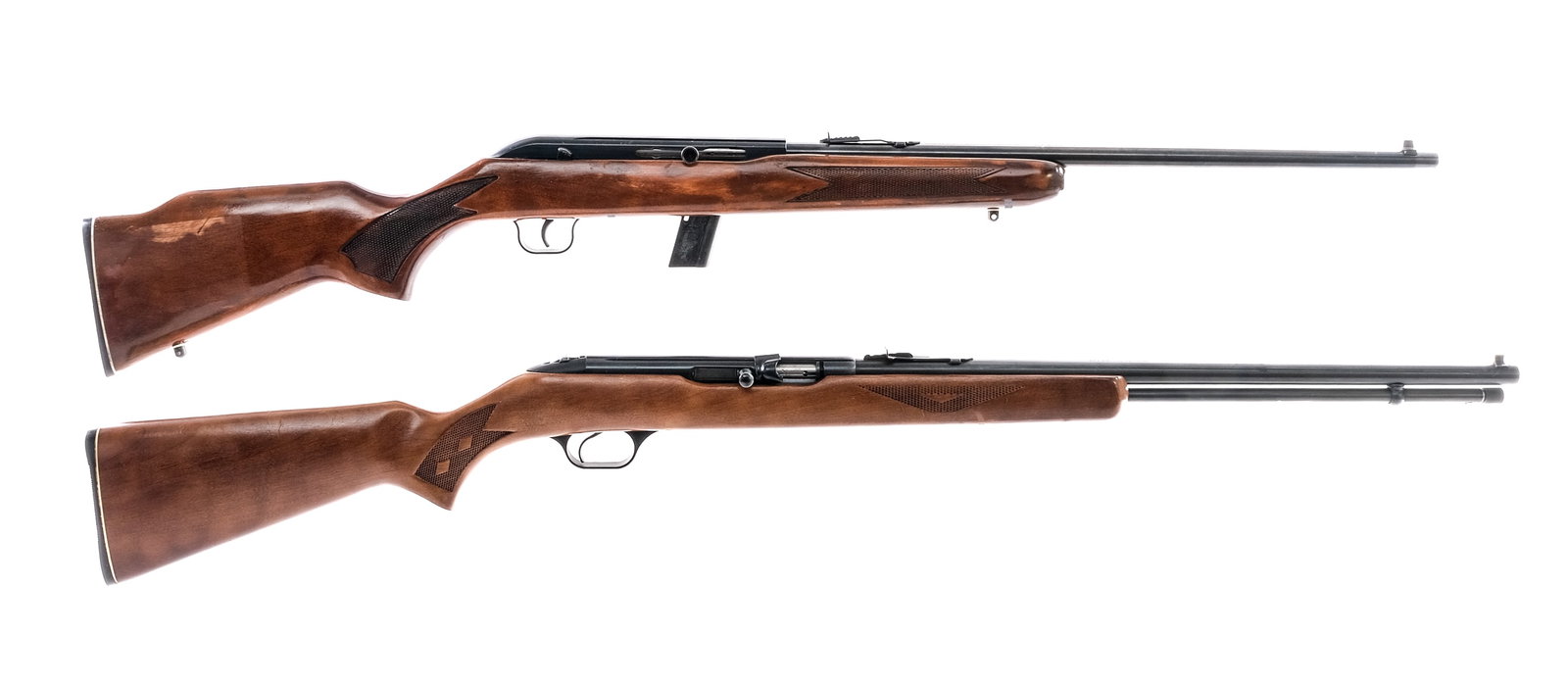 Estate Rifles .22 2 Pcs Lot Rifles: Description This lot is for two Estate rifles in .22 caliber. Westernfield Model SB-836 in .22 Long, Long Rifle or H.S Short with a varied capacity and a 19.75" barrel. Checkered wood stock. Blued rec
