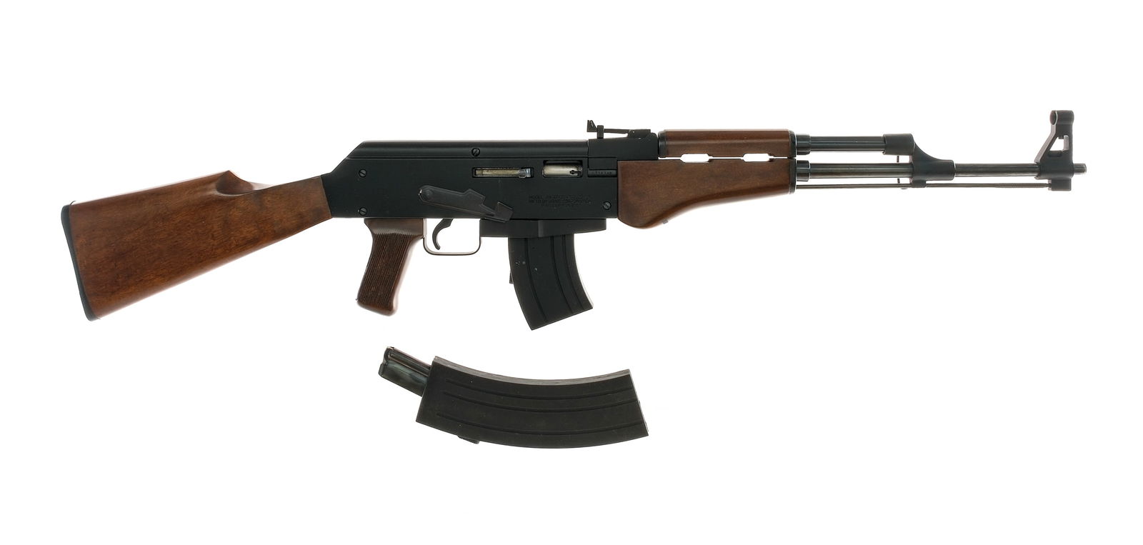 Armscor AK 47/22 .22 LR Semi Auto Rifle: Description Armscor AK 47/22 chambered in .22 long rifle high velocity with one, ten round magazine, one high capacity magazine, and a 18" barrel. Manufactured by Armscor and imported by K.B.I. Blued