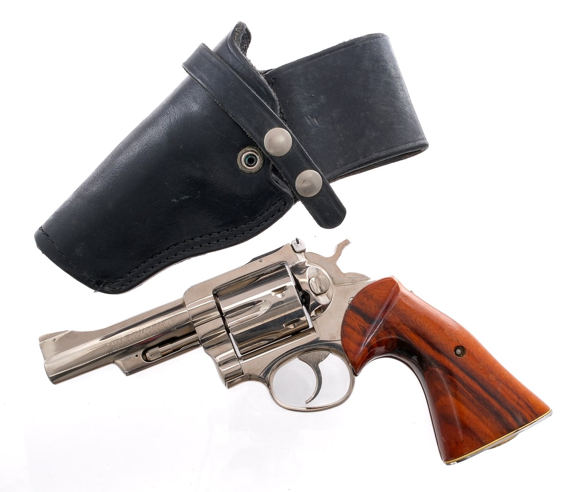 Ruger Security Six .357 Mag Revolver: Description Ruger Security Six in .357 Magnum with a six round capacity and a 4" barrel. Smooth wood grip plates with custom insignia plate: "Commonwealth of Massachusetts". Nickel finished frame (unk