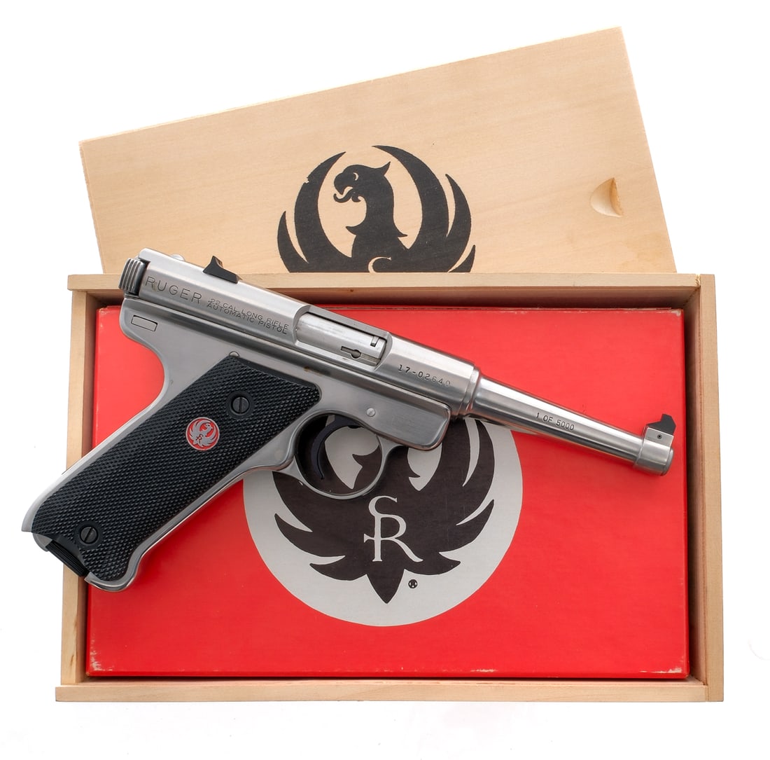 Ruger MK1 Standard Commemorative .22LR Pistol: Description Ruger RST-4 S MK I Standard Bill Ruger Signature commemorative chambered in .22 long Rifle with one, ten round removable magazine and a 4.75" barrel. This is a limited edition pistol with 