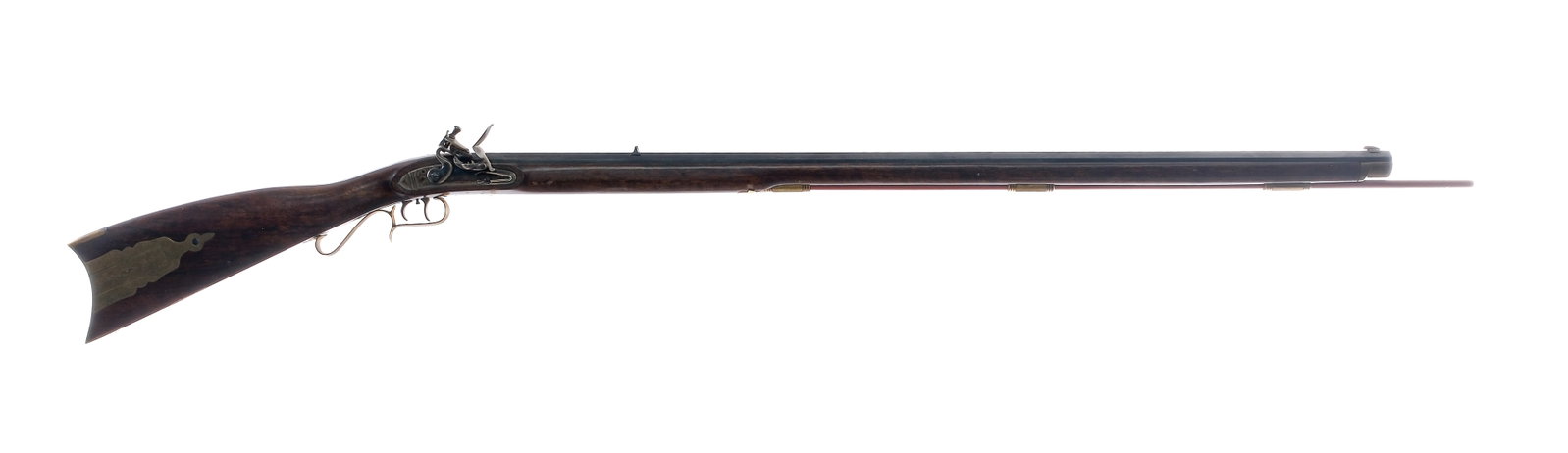 Dixie Gun Works Lancaster .45 Kentucky Rifle: Description Dixie Gun Works Lancaster Flintlock Full Stock Kentucky Rifle in .45 caliber with a single round capacity and a 35.5" barrel. Engraved brass butt plate with patch door, empty. Brass trigge