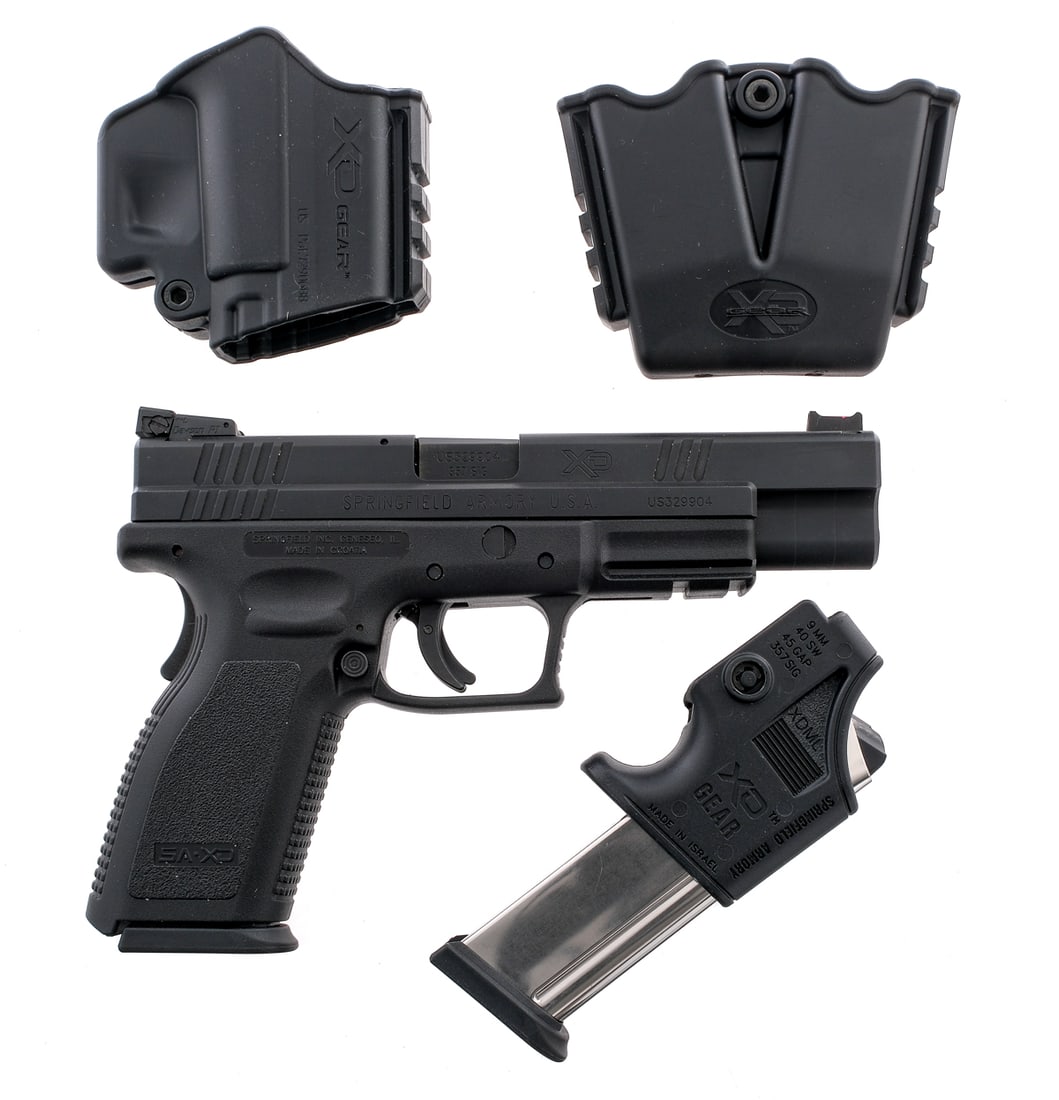 Springfield Armory XD-357 Tactical .357 Sig Pistol: Description Springfield Armory XD-357 chambered in .357 Sig with two, twelve round removable magazines and a 5" barrel. Fully textured polymer frame with under barrel accessories rail. Textured magazi