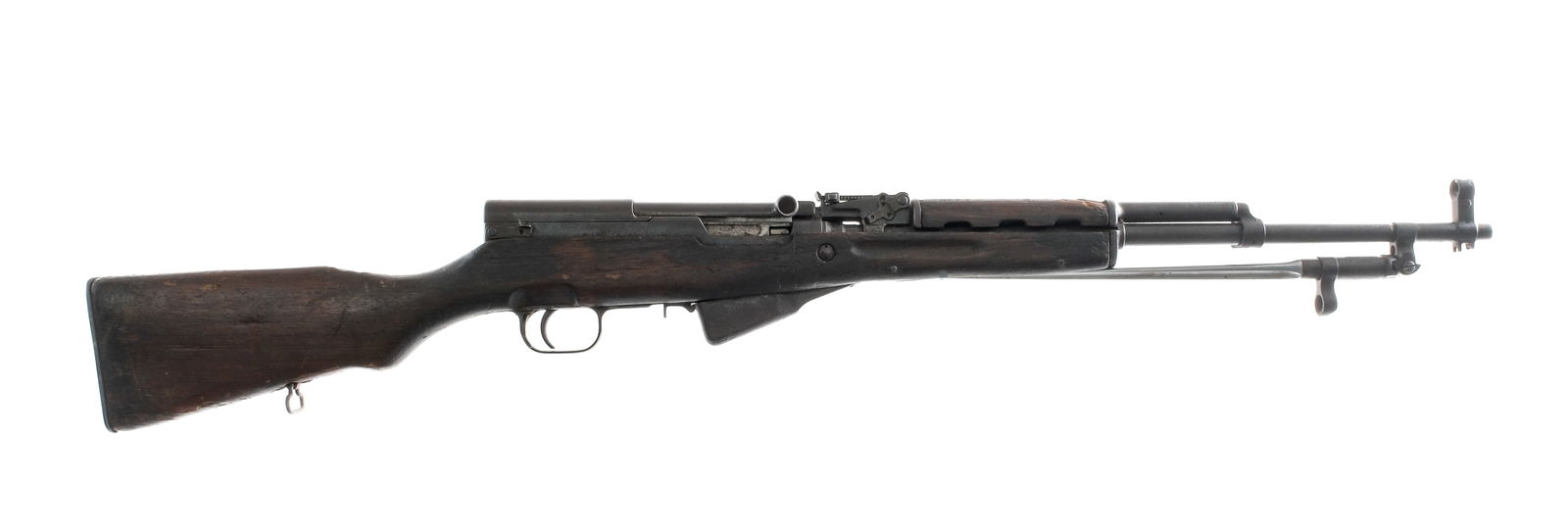 Chinese Norinco Type 56 SKS 7.62x39mm Semi Rifle: Description Chinese Norinco Factory 26 Type 56 SKS in 7.62x39mm with a ten round capacity and a 20.5" barrel. Metal butt plate with cleaning kit inside. Smooth wood stock and front forend. Finish worn