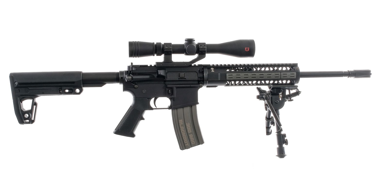 Anderson MFG. AM-15 .300 BLK Semi Auto Rifle: Description Anderson Manufacturing AM-15 chambered in .300 AAC Blackout with one, thirty round removable magazine and a 16.5" American Rifle Depot (ARD) barrel with Molon Labe marked muzzle device. Am
