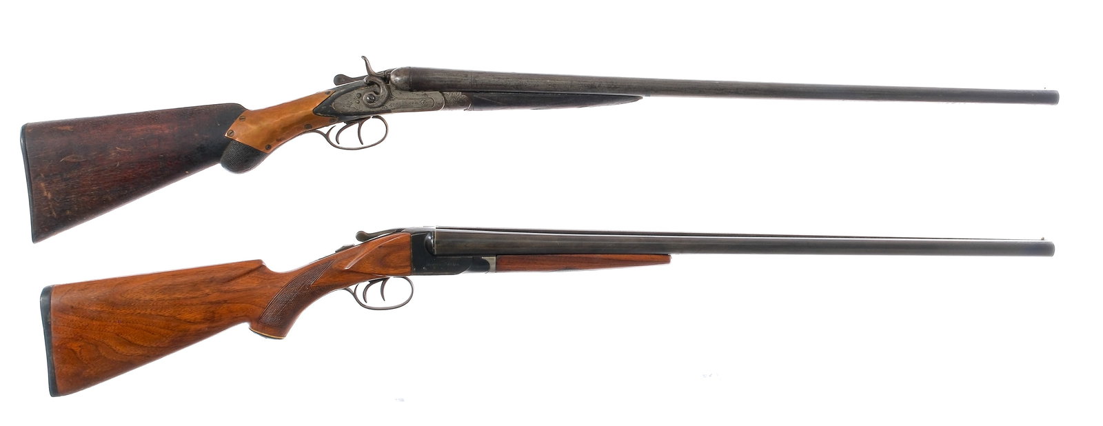 Estate Shotgun Lot 12Ga 2 Pcs Lot Shotguns: Description Estate shotgun lot with two twelve gauge shotguns. Hunter Arms Hunter Special in 12 gauge with a two round capacity and a 298" side by side barrel. Left barrel has a FULL and right barrel 