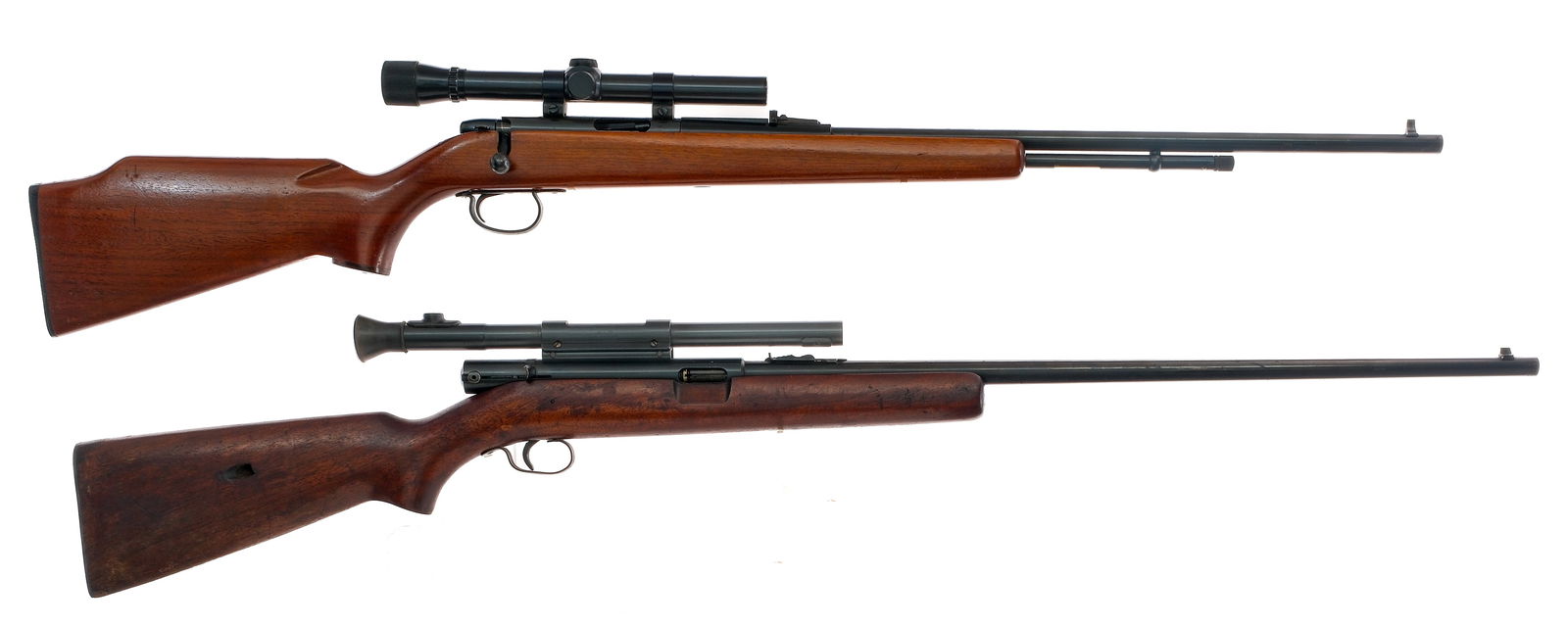 Estate Rifles 2 Pcs Lot Rifles: Description Estate lot with two rifles. Remington 592M in 5mm Rem Magnum with a seven round capacity and a 24" barrel. Checkered composite butt plate. Smooth wood stock and front forend. Blued receive