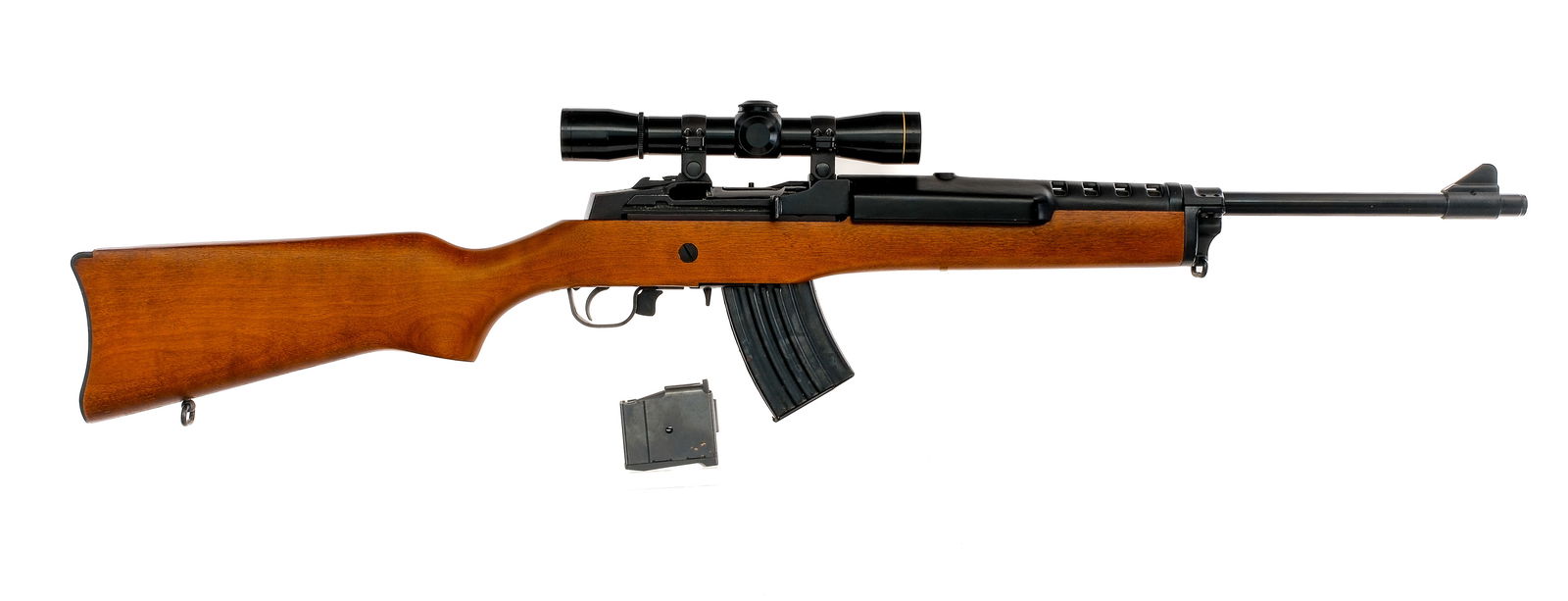 Ruger Mini Thirty 7.62x39 Semi Auto Rifle: Description Ruger Mini Thirty chambered in 7.62x39mm with one, five round magazine, one, twenty round magazine, and a 18.5" barrel. Manufactured in 1987 with serial number 189-03412. Blued barrel, fra