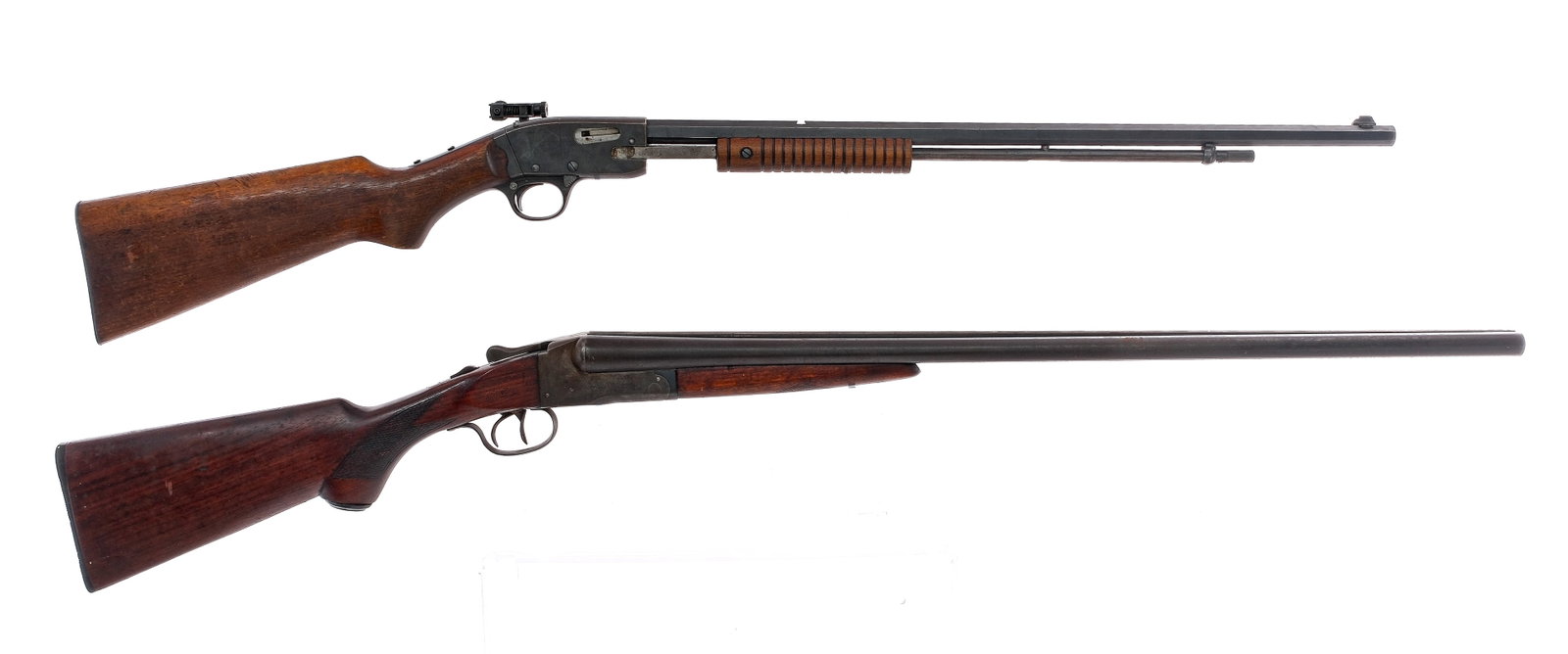 Estate Long Gun Lot 2 Pcs Shotgun / Rifle: Description Estate long gun lot with two pieces. Stevens/Savage Premier Trail Blazer Take-Down in .22 Short, Long or Long Rifle with a varied capacity and a 24" octagon barrel. Smooth wood stock and s