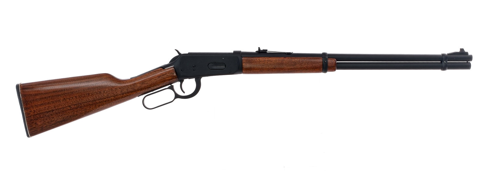 Winchester 94 .30-30 Win Lever Action Rifle: Description Winchester Model 94 in .30-30 Winchester with a seven round capacity and a 20" barrel. Checkered composite butt plate. Smooth wood stock and front forend. Mattel blued hand lever, trigger,