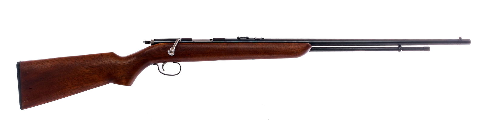 Remington 341 The Sportmaster .22 Bolt Rifle: Description Remington Model 341 The Sportmaster in .22 Short, Long or Long Rifle with a single round capacity and a 24" barrel. Checkered composite butt plate. Smooth wood stock. Blued trigger guard,