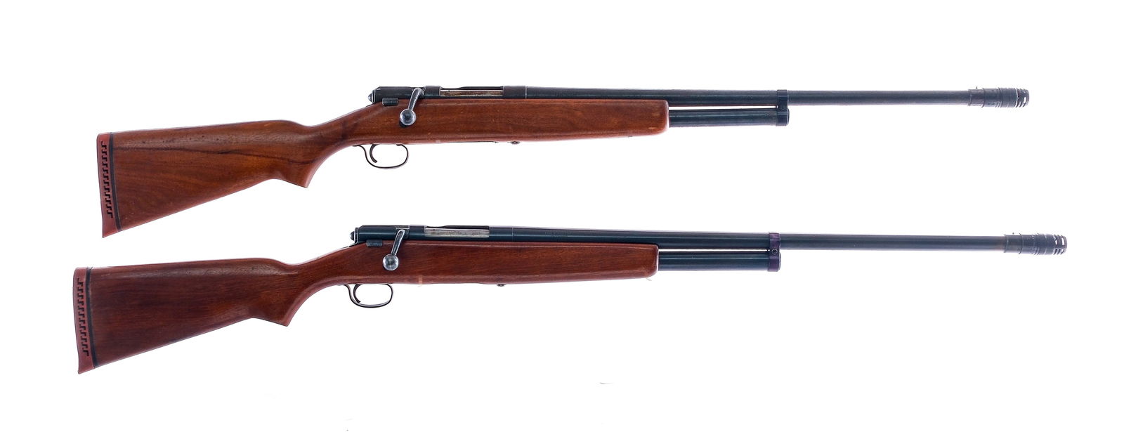 J.C. Higgins 16/12 Ga 2 Pcs Lot Bolt Shotgun: Description J.C. Higgins lot with two bolt actions shotguns sold by Sears & Roebuck Co. J.C. Higgins Model 583.23 in 12 gauge 2 3/4" with a three round capacity and a 28" barrel with The Multi Choke C
