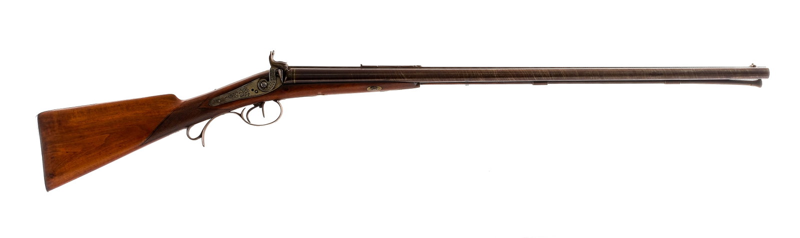 Moore & Co Combination Gun Rifle / Shotgun: Description Moore & Company London Combination Gun in a single round in 16 gauge shotgun or a single round in 9.70mm measurement on the rifled bore. Twist barrel measuring in at 30". Engraved metal bu