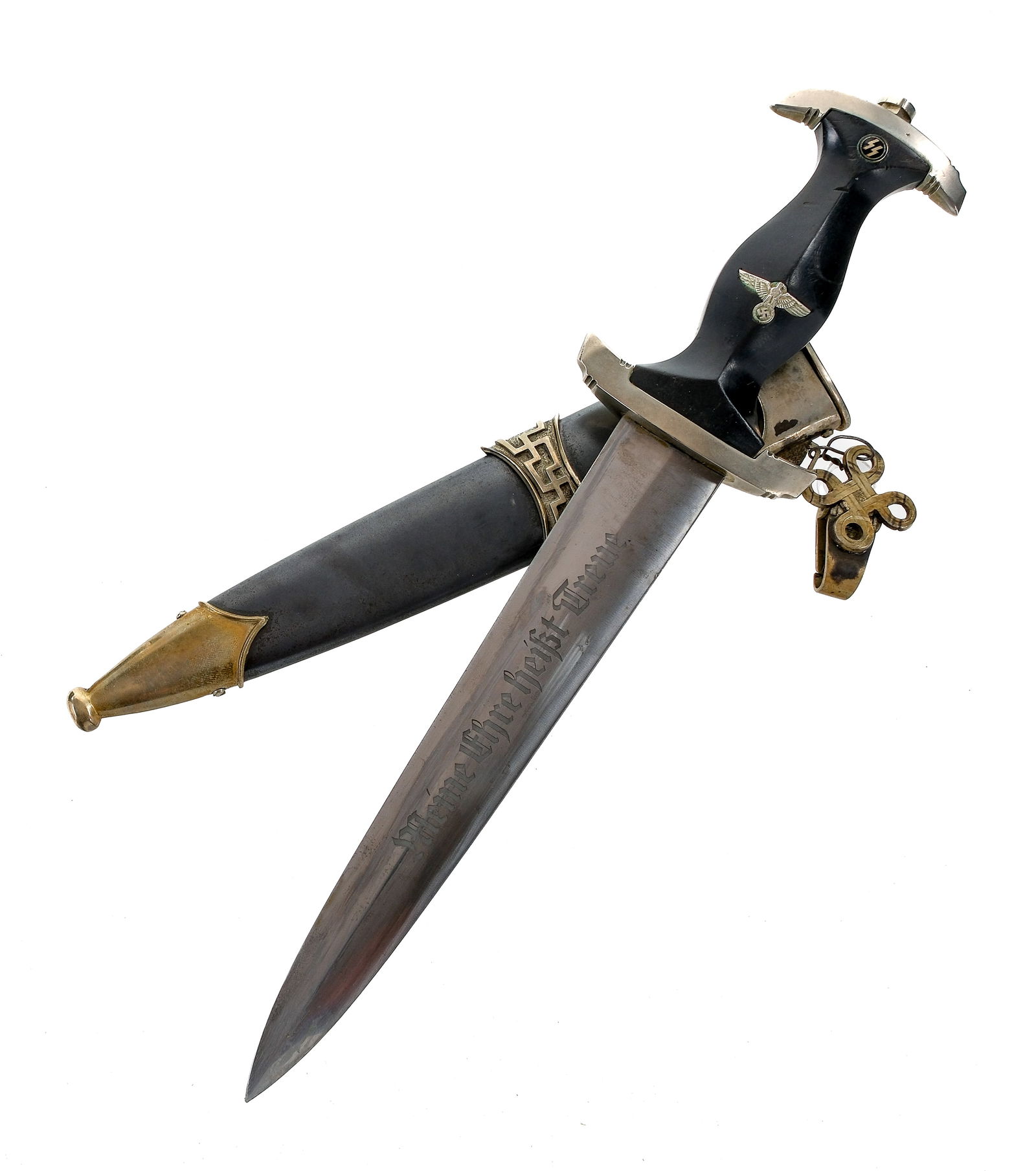 German SS Partial SA Ernst Rohm Honor Dagger: Description German WWII SS SA Ernst Rohm Honor Dagger manufactured by Carl Eickhorn of Solingen with a 8.75" blade and a 13.75" overall length outside of the scabbard. This dagger was ordered in Honor