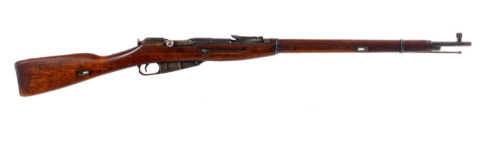 Mosin Nagant M91/30 7.62x54mmR Bolt Action Rifle: Description Russian Izhevsk Arsenal Mosin Nagant M91/30 in 7.62x54mm with a five round capacity and a 28.5" (Counterbored) barrel. Import marked on the front of barrel by C.A.I. GEORGIA VT. Metal butt