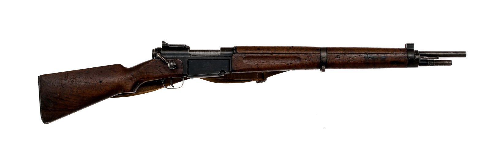 MAS Mle 1936 7.5x54 French Bolt Action Rifle: Description Manufacture d'Armes de Saint-Etienne (MAS) Model 1936 in 7.5x54mm with a five round capacity and a 22.5" barrel. Metal butt plate Smooth wood stock and front forend. Blued trigger guard, r