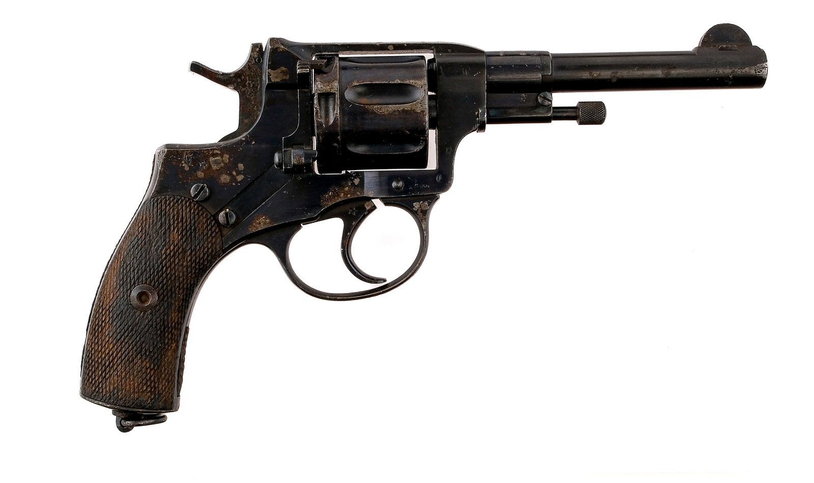 Tula Nagant 1895 7.62x38mmR DA Revolver: Description Russian Tula Arsenal Nagant Model 1895 in 7.62x38mmR with a seven round capacity and a 4.5" barrel. Finish Capture with ( SA ), proof on the left side of frame under the Tula proof. No imp
