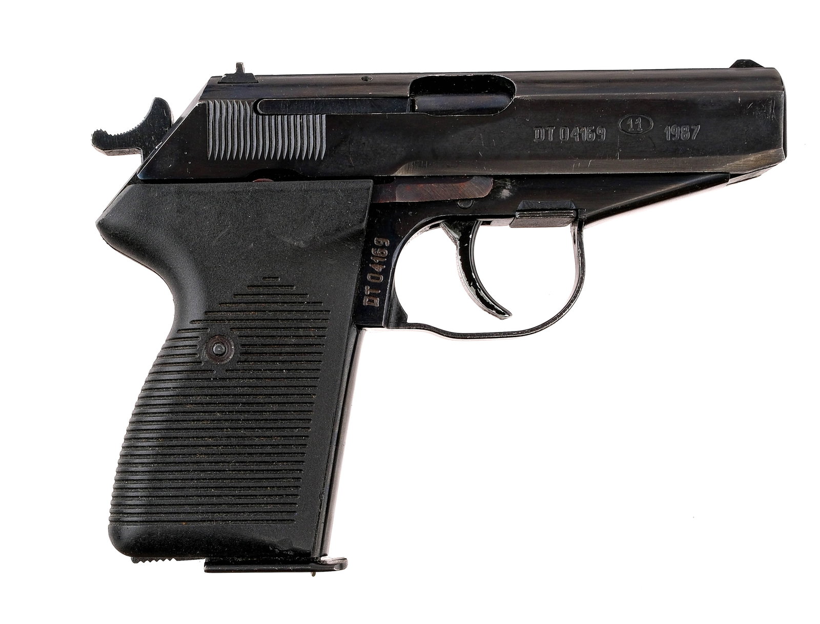 FB Radom P83 Wanad 9x18 Makarov Pistol: Description FB Radom P-83 Wanad in 9x18 Makarov with one, eight round removable magazine and a 3.5" barrel. Made in Poland and import marked on the left side of slide by, PW ARMS REDMOND WA. Serrated 