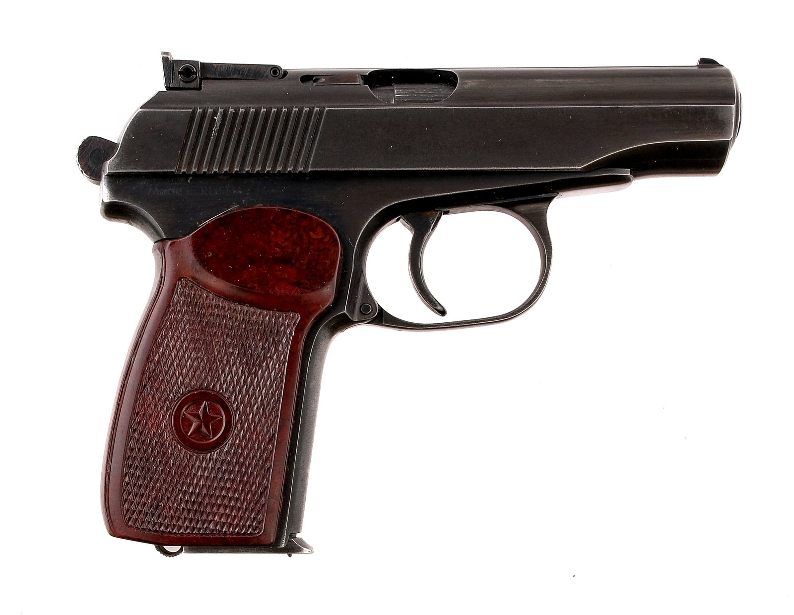 Baikal IJ-70 9x18mm Makarov Semi Auto Pistol: Description Baikal IJ-70 chambered in 9x18mm Makarov with one, eight round removable magazine and a 4" barrel. Manufactured in Russia and imported by KBI INC, marked on the left side of the slide. Blu