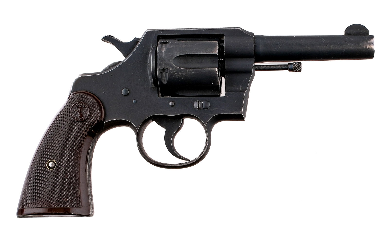 WW2 Colt Commando .38 Special Revolver: Description World War II Colt Commando chambered in .38 special with a six-shot cylinder and a 4" barrel. Manufactured between 1942-1945, serial number 14994 on the inside of the frame and serial numb