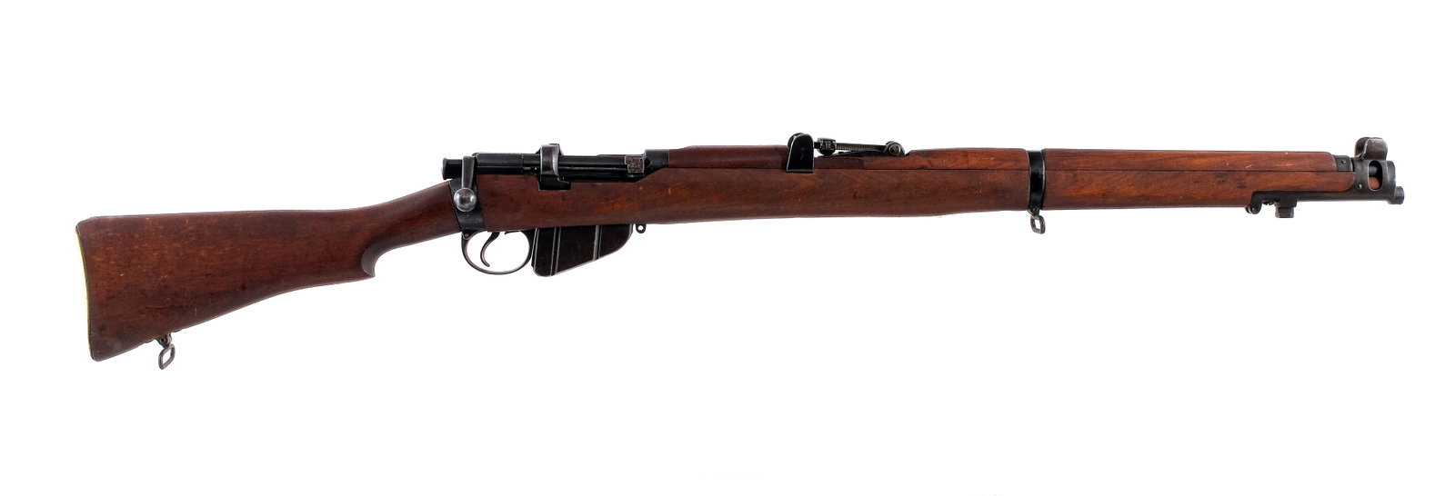 A.G. Parker & Co No. 2 Enfield MK IV .22 LR Rifle: Description A.G. Parker & Co Ltd No. 2 Enfield MK IV (22 Training/Drill Rifle) in .22 Long Rifle with a single round capacity and a 25" barrel. Brass butt plate with cleaning kit door, empty. Smooth w