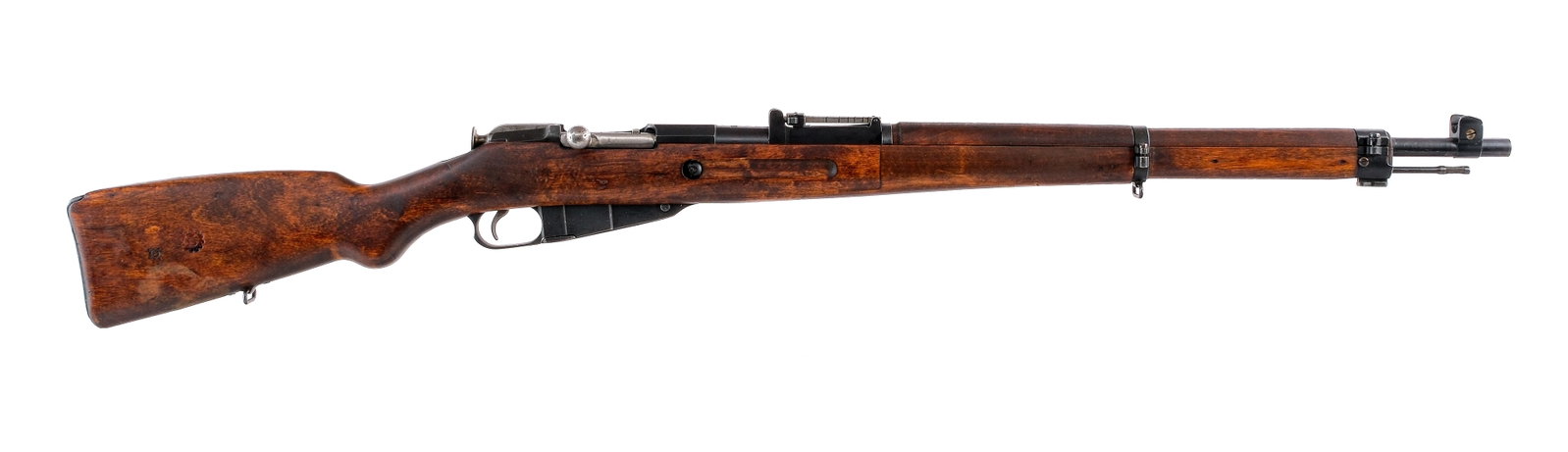 Sako Finnish M39 Mosin Nagant 7.62x54R Bolt Rifle: Description Finnish Sako M39 Mosin Nagant in 7.62x54mmR with a five round capacity and a 27" barrel. Import marked on the muzzle end of barrel: C.A.I. ST ALB VT. Blued metal butt plate. Smooth wood st