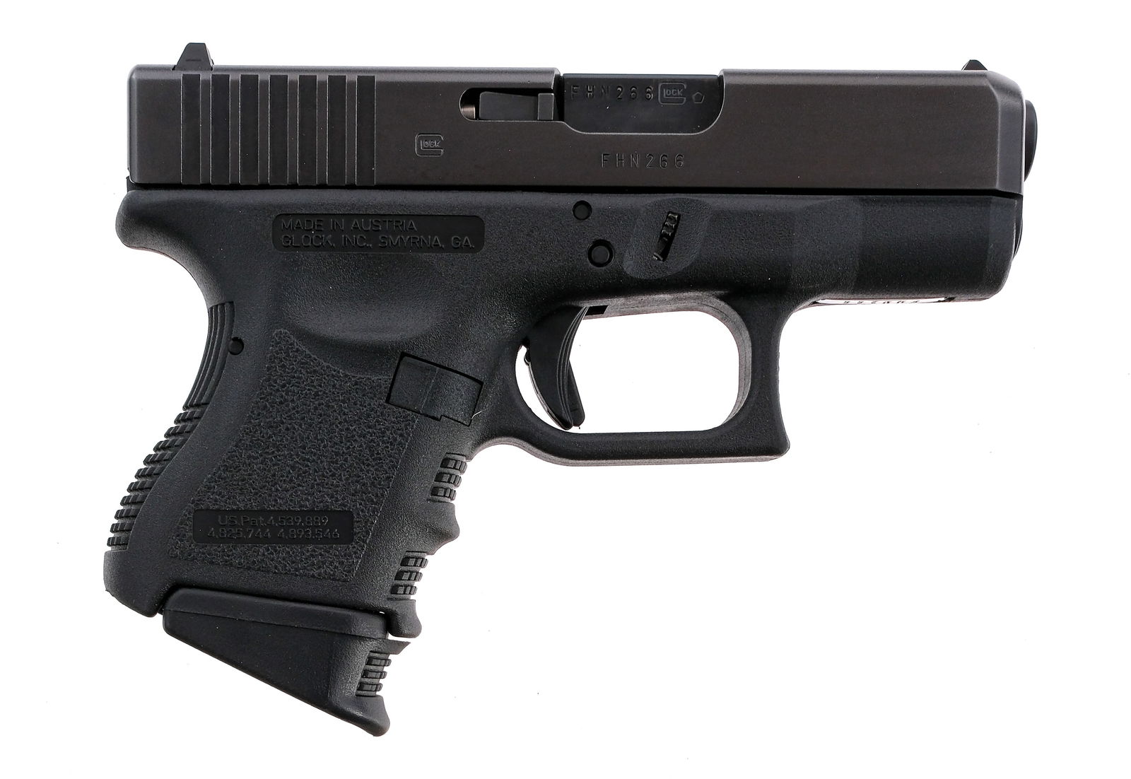 Glock 27 Gen 3 .40 S&W Semi Auto Compact Pistol: Description Third Generation Glock 27 chambered in .40 Smith & Wesson with one, nine round removable magazine and a 3.43" barrel. Textured polymer compact frame with serrated push button magazine rele
